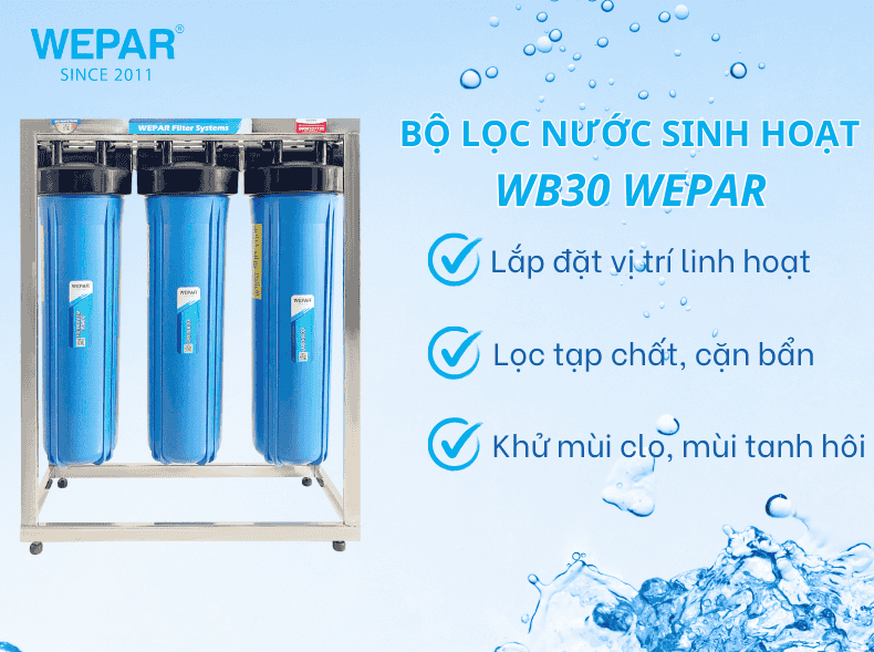 Bộ lọc nước sinh hoạt Wepar lọc sạch tạp chất giúp khử mùi, clo