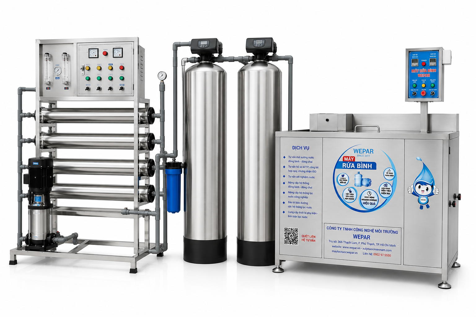 Máy rửa bình trong hệ thống lọc nước đóng bình - đóng chai