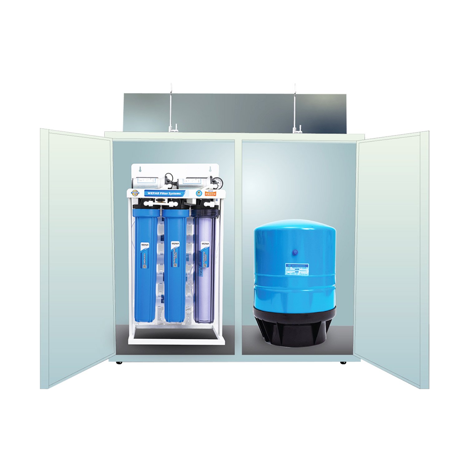 Máy lọc nước RO bán công nghiệp 8 cấp, 50 L/H – Có bình áp – Có tủ