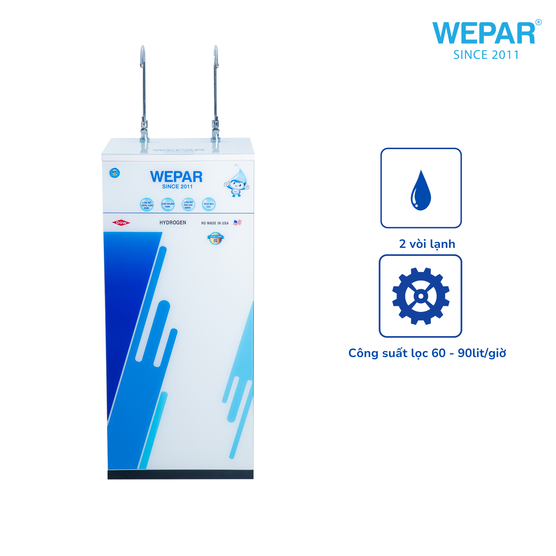 Máy lọc nước 2 vòi lạnh công nghiệp tích hợp lọc Nano UF 4 cấp – WP-VN320C