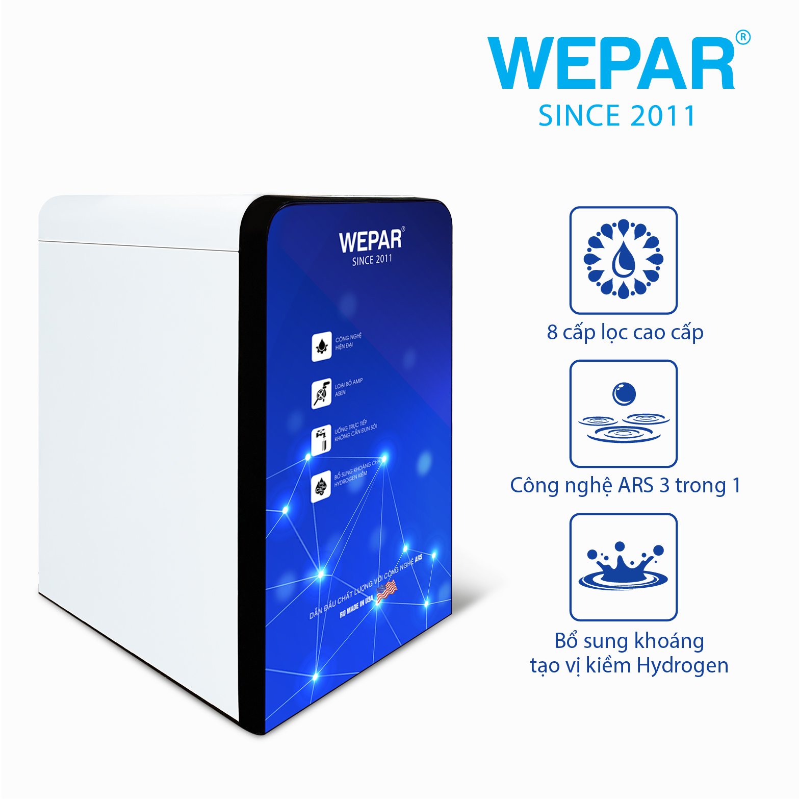 Máy lọc nước để bàn WEPAR WP8-Lux Hydrogen cao cấp