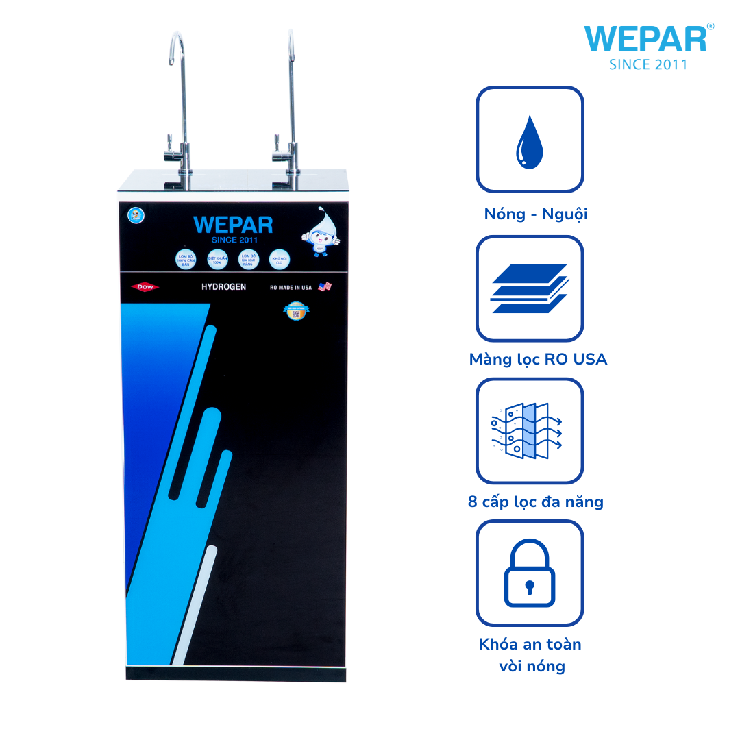 Máy lọc nước RO Nóng nguội – Tủ KCL 3D đen- WP-800NN