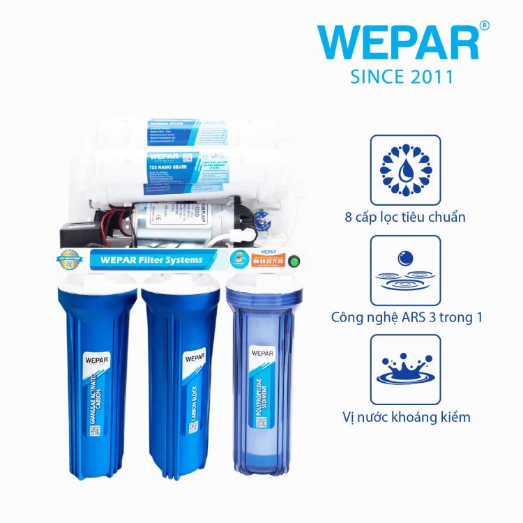 Máy lọc nước RO 8 cấp WEPAR làm mềm – WP8-ST