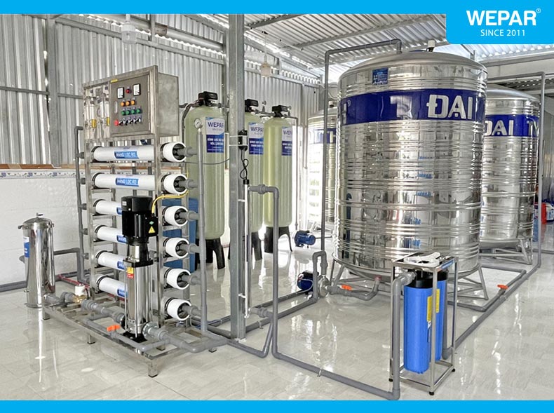 Hệ thống lọc nước cho xưởng sản xuất nước đóng bình 20L được lắp đặt bởi Wepar.