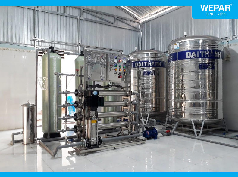 Hình minh họa hệ thống lọc nước RO cho nước đóng bình đóng chai lắp đặt bởi Wepar.
