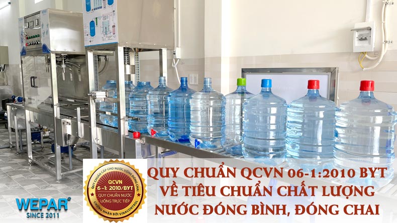 Quy chuẩn QCVN 06-1:2010 BYT về tiêu chuẩn chất lượng nước đóng bình, đóng chai.