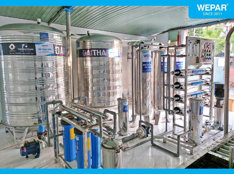 Hệ thống lọc nước RO cho xưởng sản xuất nước đóng chai đóng bình được lắp đặt bởi Wepar.