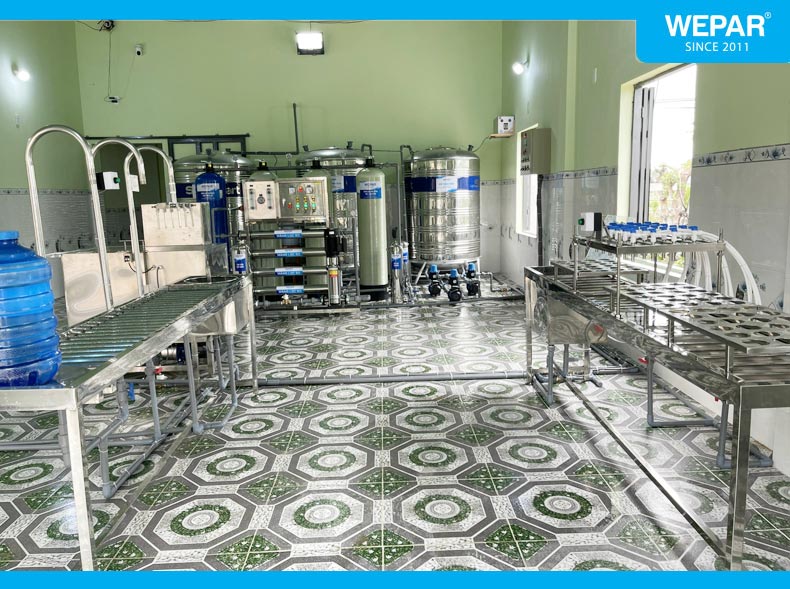 Mặt bằng xưởng sản xuất nước đóng bình được lắp đặt bởi Wepar.