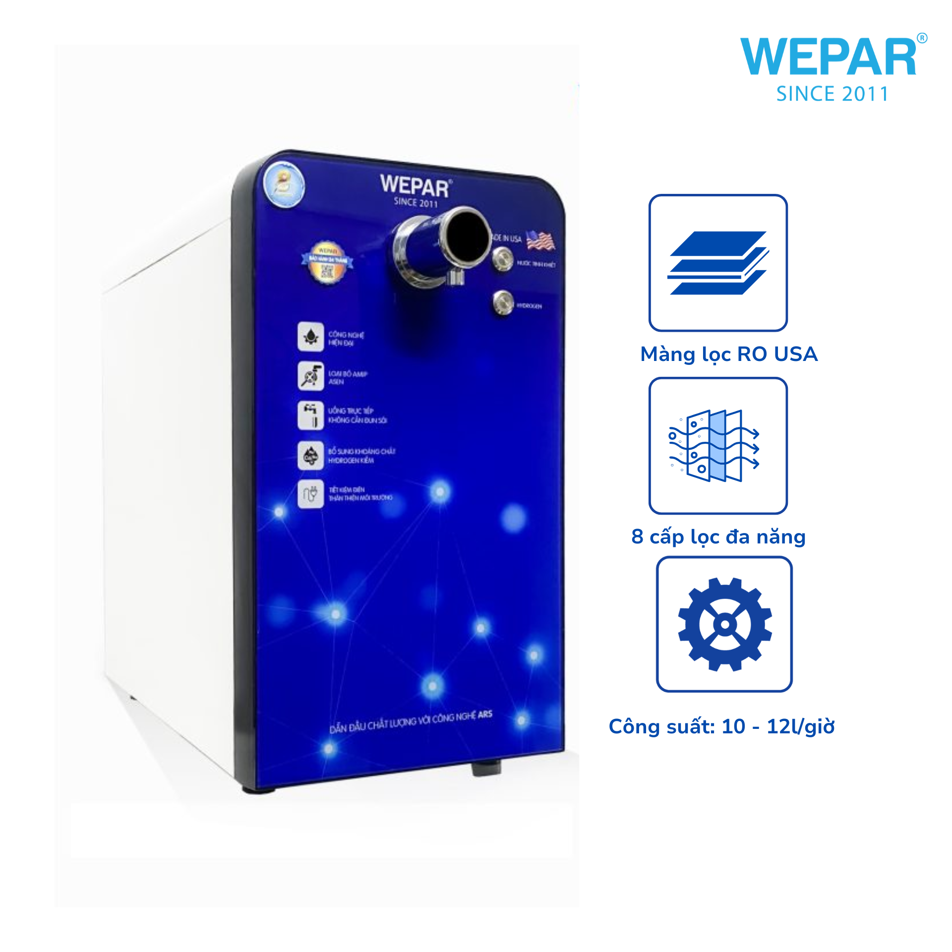 Máy lọc nước để bàn WEPAR WP8-Lux Hydrogen cao cấp